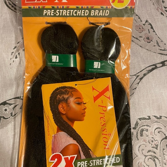 New X-pression Volume Pre-Stretched Braid Hair African Collection Length 72" #1B - Picture 3 of 4